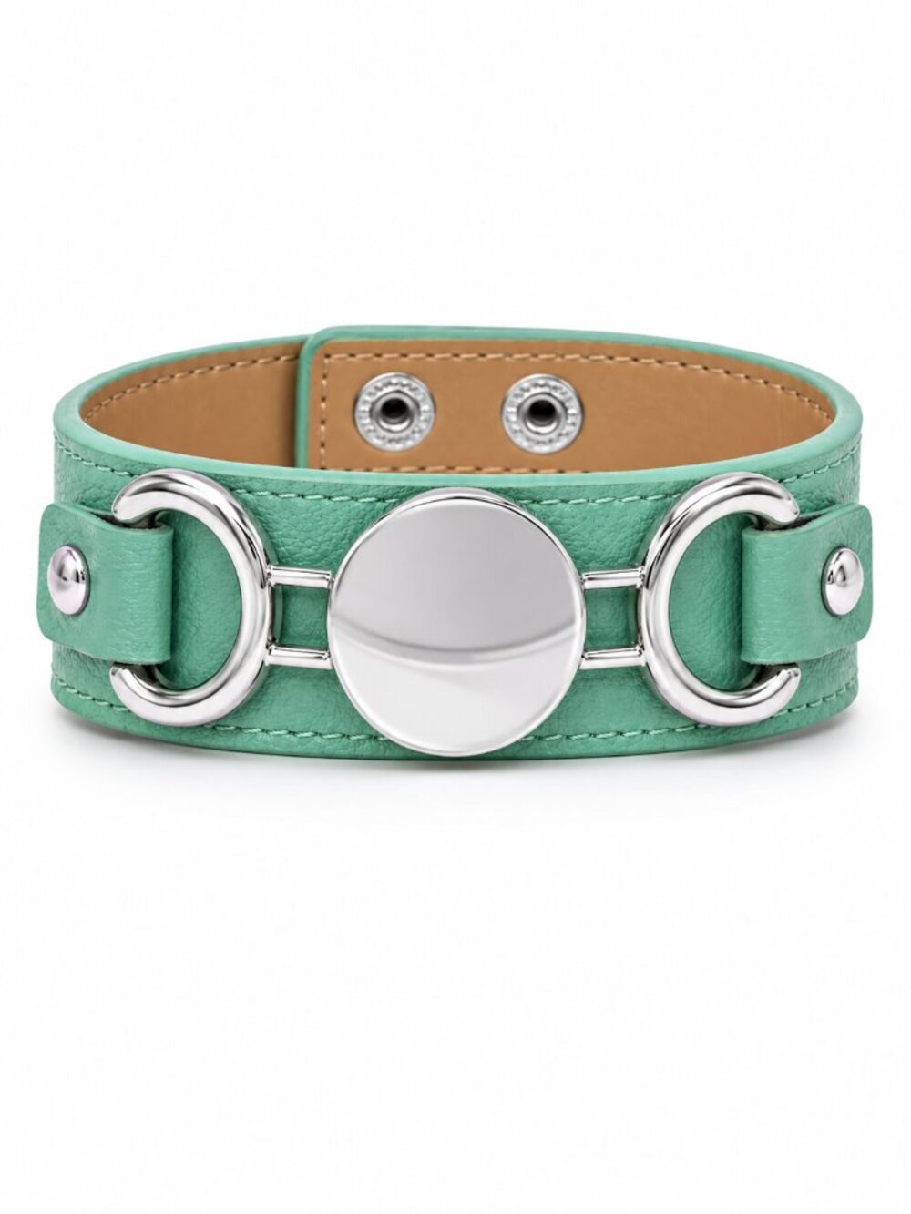 Mint Green Silver Tone Engravable Cuff Bracelet New